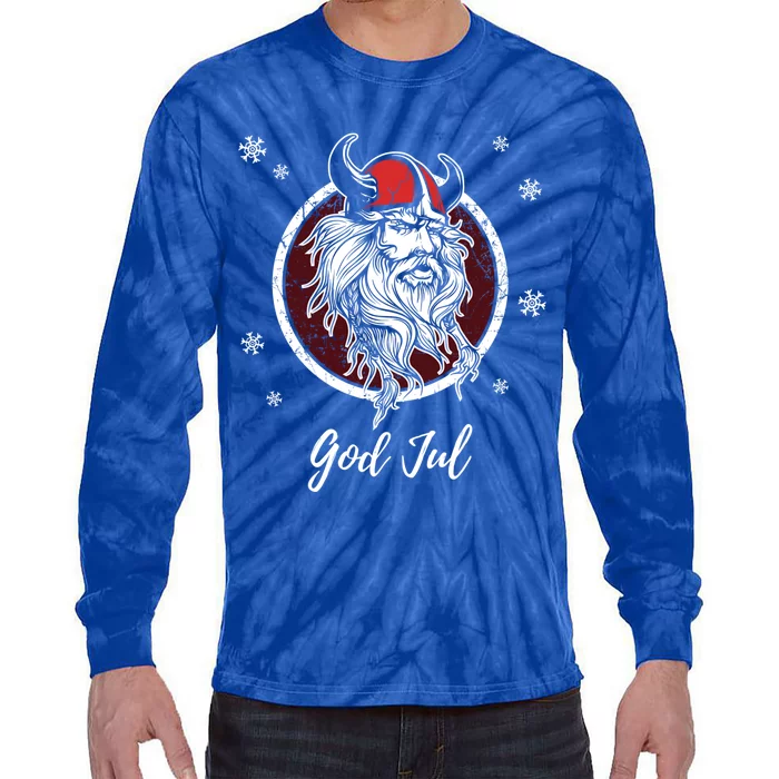 God Jul Merry Christmas Gift Norway Sweden Valhalla Viking Gift Tie-Dye Long Sleeve Shirt