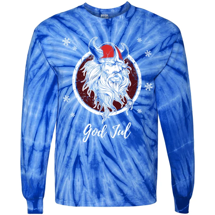 God Jul Merry Christmas Gift Norway Sweden Valhalla Viking Gift Tie-Dye Long Sleeve Shirt