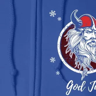 God Jul Merry Christmas Gift Norway Sweden Valhalla Viking Gift Full Zip Hoodie