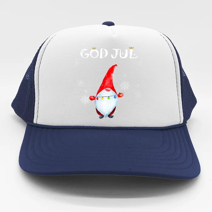 God Jul Scandinavian Swedish Merry Christmas Gnome Trucker Hat