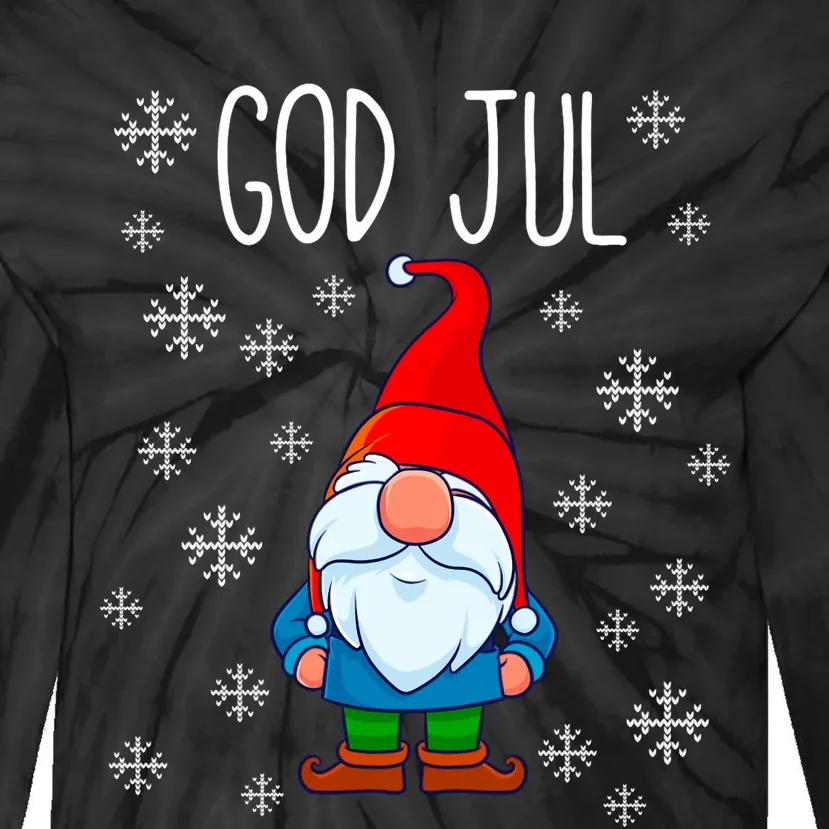 God Jul Swedish Tomte Gnome Scandinavian Merry Christmas Tie-Dye Long Sleeve Shirt