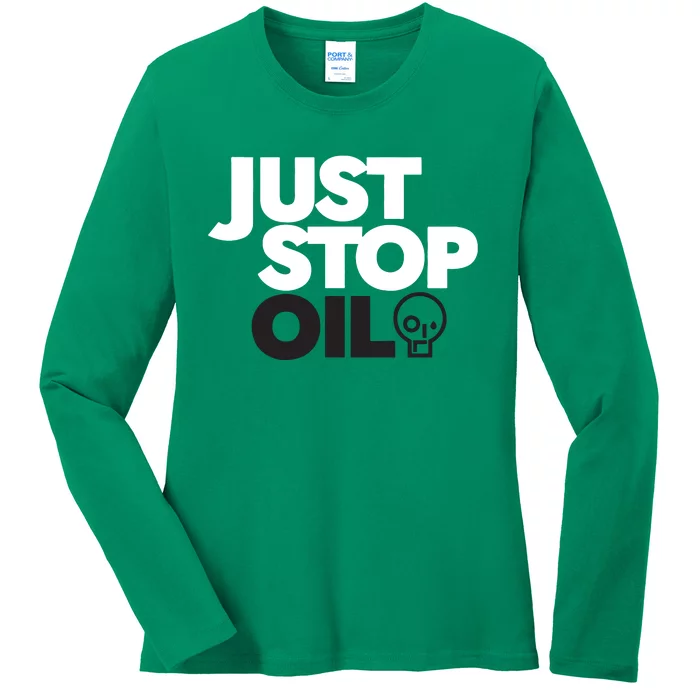 Groom Just Stop Oil Ladies Long Sleeve Shirt