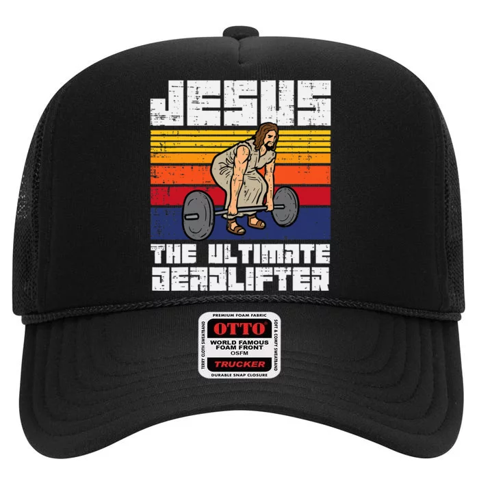 Gym Jesus Ultimate Deadlifter Christian Workout High Crown Mesh Trucker Hat