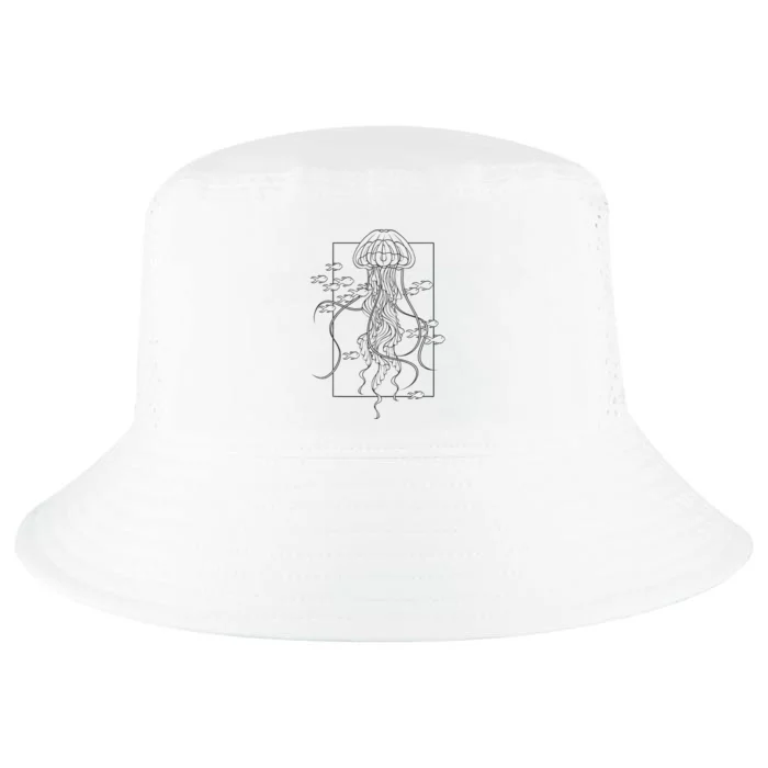 Graphic Jellyfish With Fishes In Sea Cool Comfort Performance Bucket Hat