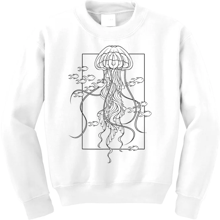 Graphic Jellyfish With Fishes In Sea Kids Sweatshirt