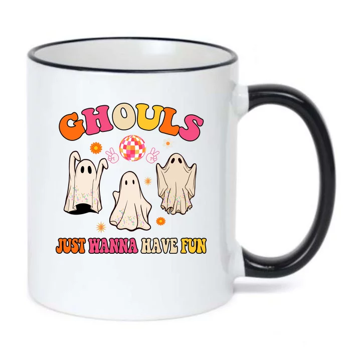 Ghouls Just Wanna Have Fun Halloween Groovy Ghost Black Color Changing Mug