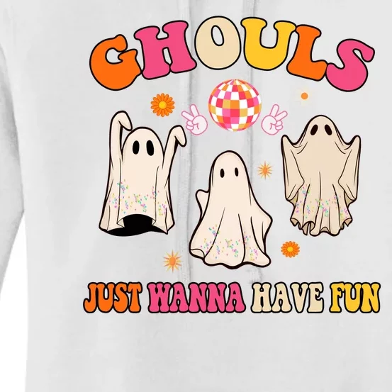 Ghouls Just Wanna Have Fun Halloween Groovy Ghost Women's Pullover Hoodie