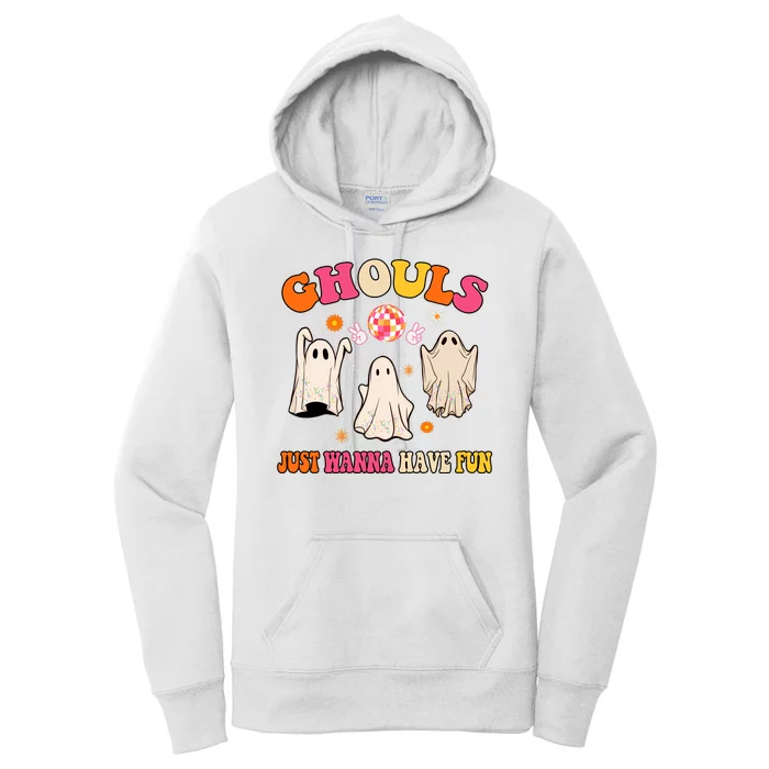 Ghouls Just Wanna Have Fun Halloween Groovy Ghost Women's Pullover Hoodie