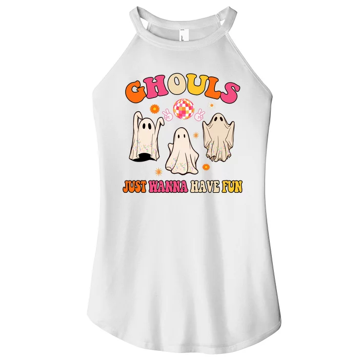 Ghouls Just Wanna Have Fun Halloween Groovy Ghost Women’s Perfect Tri Rocker Tank