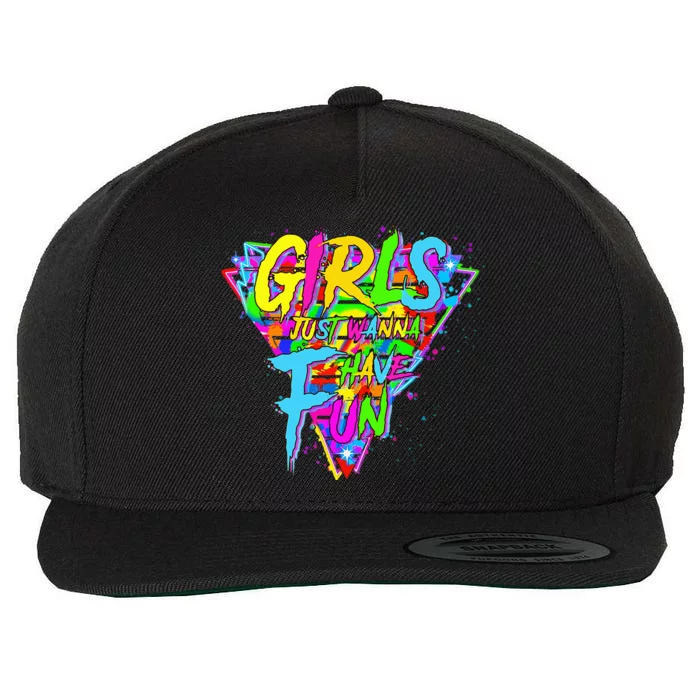 Girl Just Wanna Fun 80s 1980s Nostalgia Wool Snapback Cap