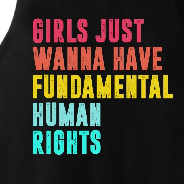 Girls Just Wanna Have FUNdamental Human Rights Feminist Pro Choice Ladies Tri-Blend Wicking Tank