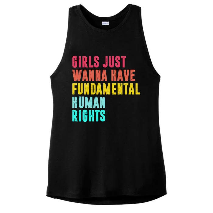 Girls Just Wanna Have FUNdamental Human Rights Feminist Pro Choice Ladies Tri-Blend Wicking Tank