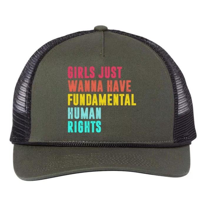 Girls Just Wanna Have FUNdamental Human Rights Feminist Pro Choice Retro Rope Trucker Hat Cap