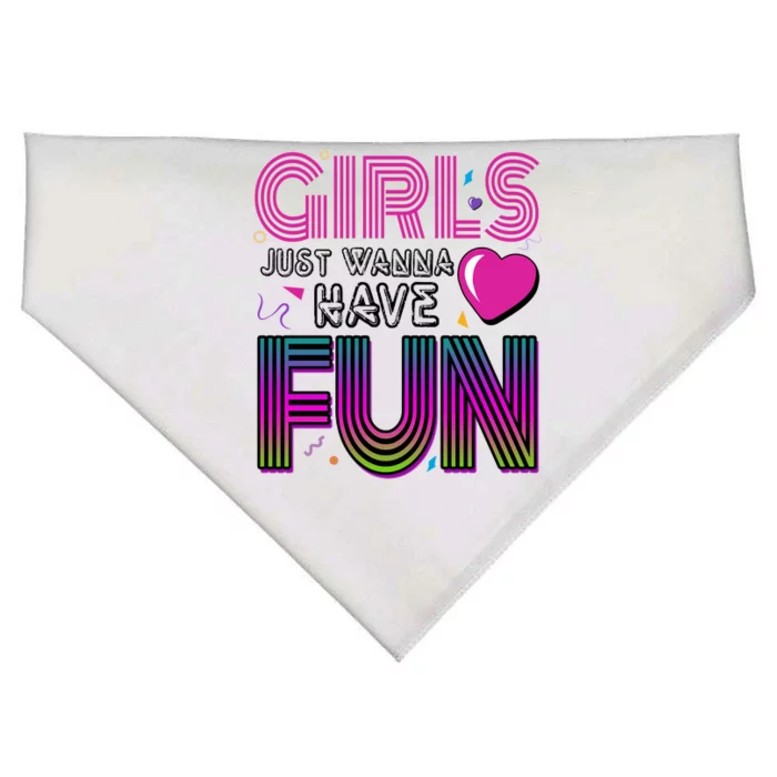 Girls Just Wanna Have Fun 80s Retro Party USA-Made Doggie Bandana