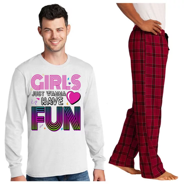 Girls Just Wanna Have Fun 80s Retro Party Long Sleeve Pajama Set