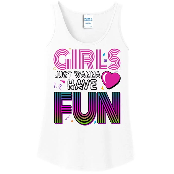 Girls Just Wanna Have Fun 80s Retro Party Ladies Essential Tank