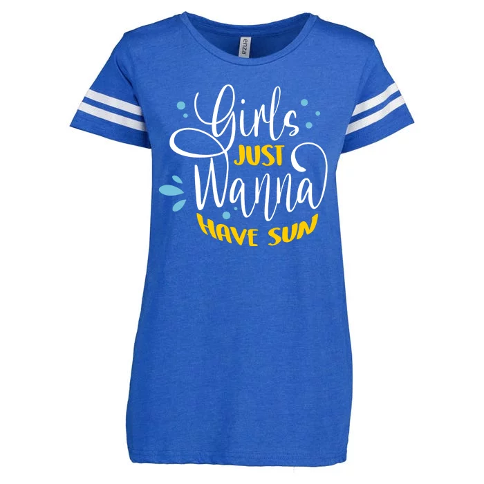 Girls Just Wanna Have Sun Summer Beach Life Enza Ladies Jersey Football T-Shirt