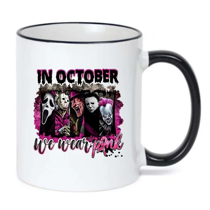 Ghostface Jason We Wear Pink In October Halloween Black Color Changing Mug