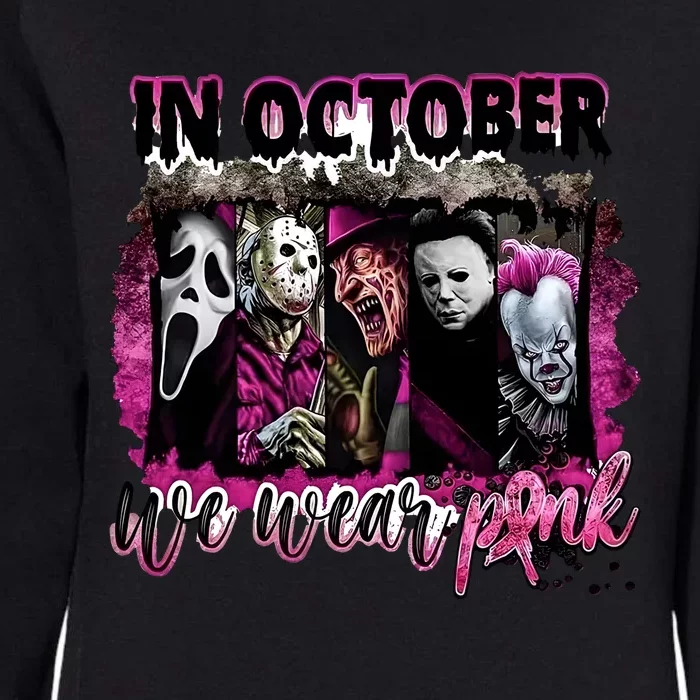 Ghostface Jason We Wear Pink In October Halloween Womens California Wash Sweatshirt