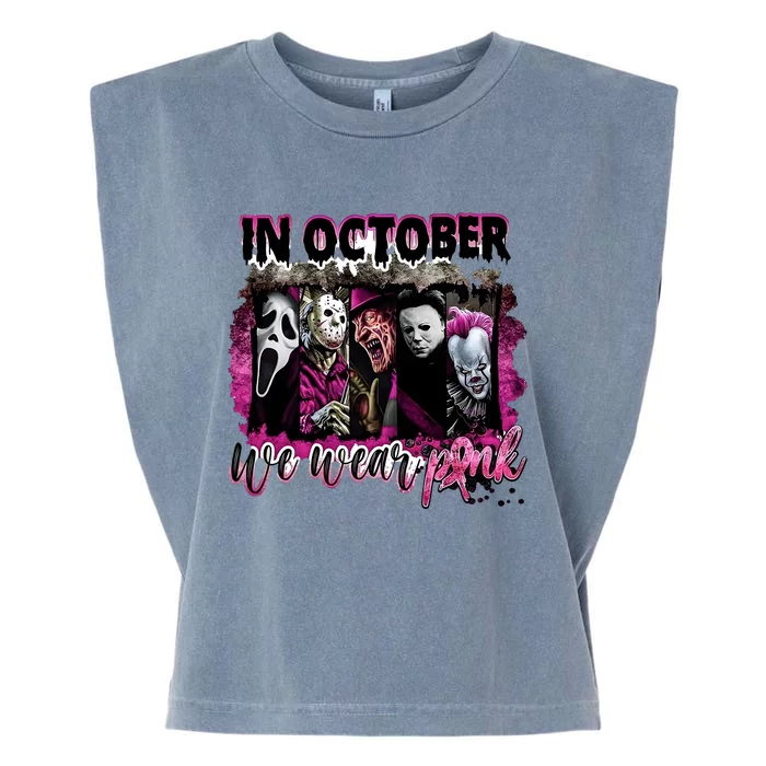 Ghostface Jason We Wear Pink In October Halloween Garment-Dyed Women's Muscle Tee