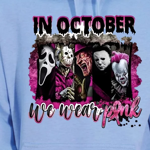 Ghostface Jason We Wear Pink In October Halloween Unisex Surf Hoodie