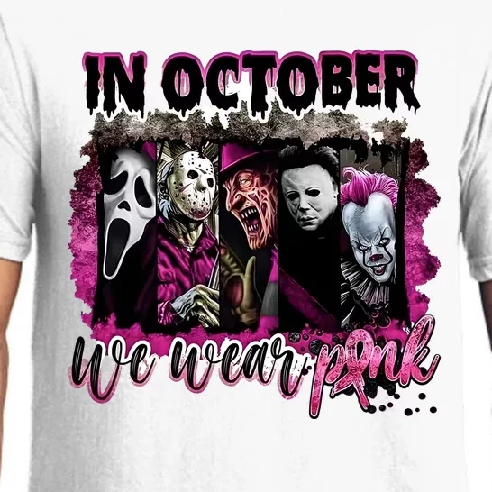 Ghostface Jason We Wear Pink In October Halloween Pajama Set