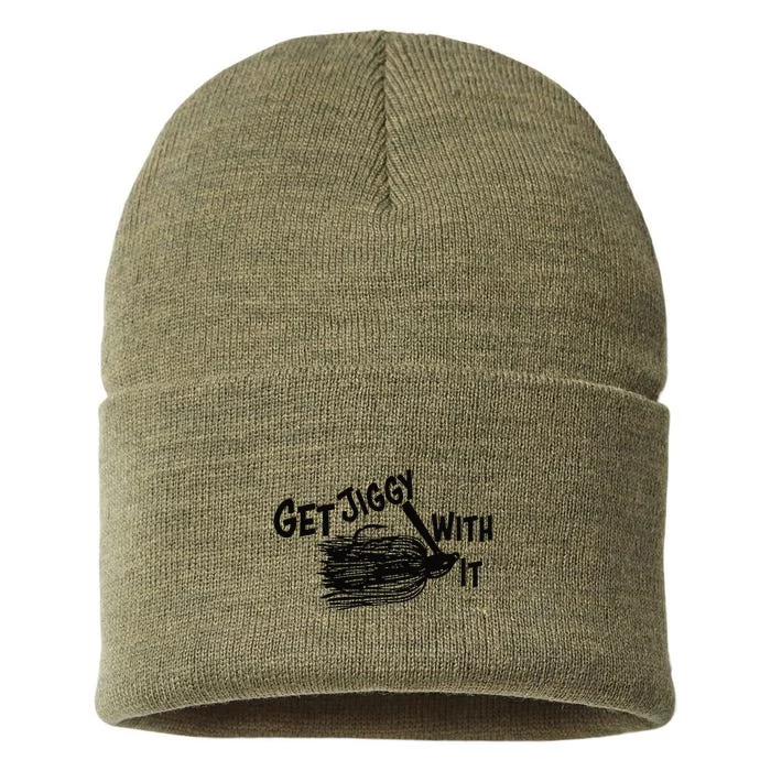 Get Jiggy With It Funny Bass Fishing Lure Sustainable Knit Beanie