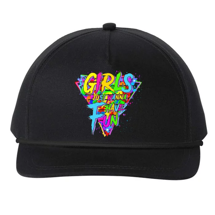 Girl Just Wanna Fun 80s 1980s Nostalgia Snapback Five-Panel Rope Hat