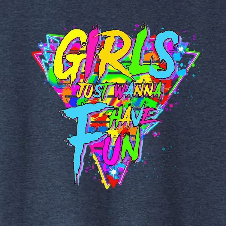 Girl Just Wanna Fun 80s 1980s Nostalgia Women's Crop Top Tee