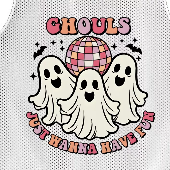 Ghouls Just Wanna Have Fun Cute Ghosts Retro Halloween Mesh Reversible Basketball Jersey Tank