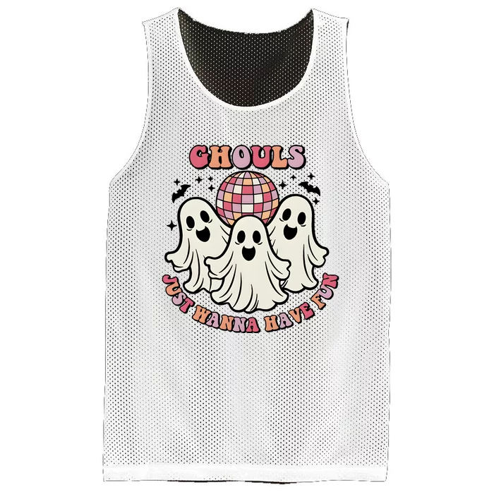 Ghouls Just Wanna Have Fun Cute Ghosts Retro Halloween Mesh Reversible Basketball Jersey Tank