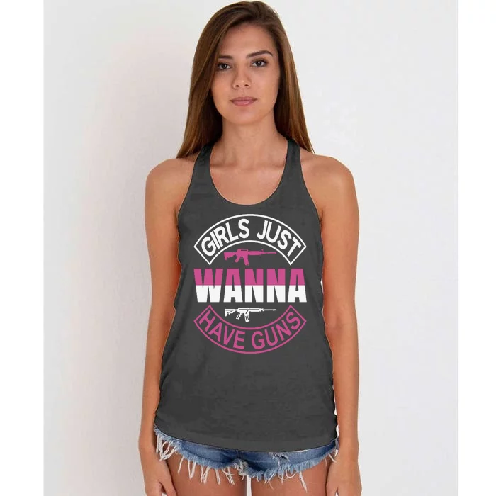 Girls Just Wanna Have Guns Women's Knotted Racerback Tank