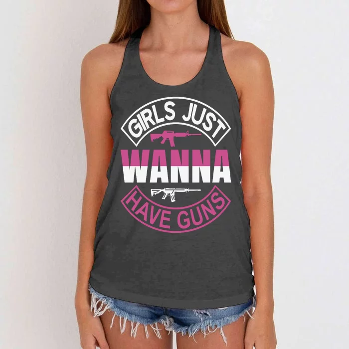 Girls Just Wanna Have Guns Women's Knotted Racerback Tank