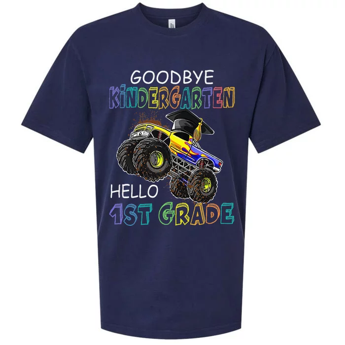 Goodbye Kindergarten 1st Grade Monster Truck Graduation Sueded Cloud Jersey T-Shirt