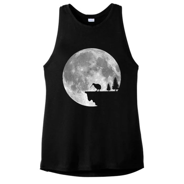 Great Kiwi Bird Moon Design Nature Kiwis Ladies Tri-Blend Wicking Tank