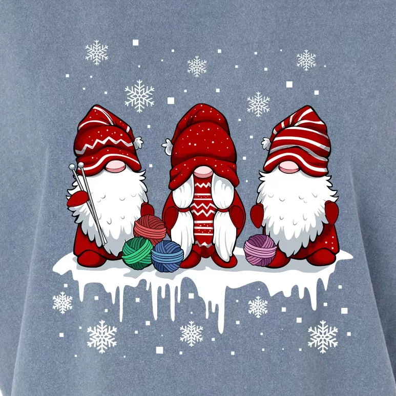 Gnome Knit Balls Christmas Pajama Winter Crochet Knitting Garment-Dyed Women's Muscle Tee