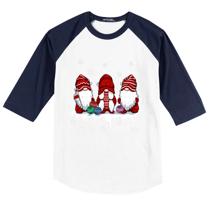 Gnome Knit Balls Christmas Pajama Winter Crochet Knitting Baseball Sleeve Shirt