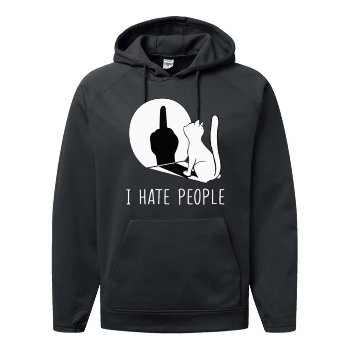 Grumpy Kitten Cats I DonT Like People Cat I Hate People Cat Performance Fleece Hoodie