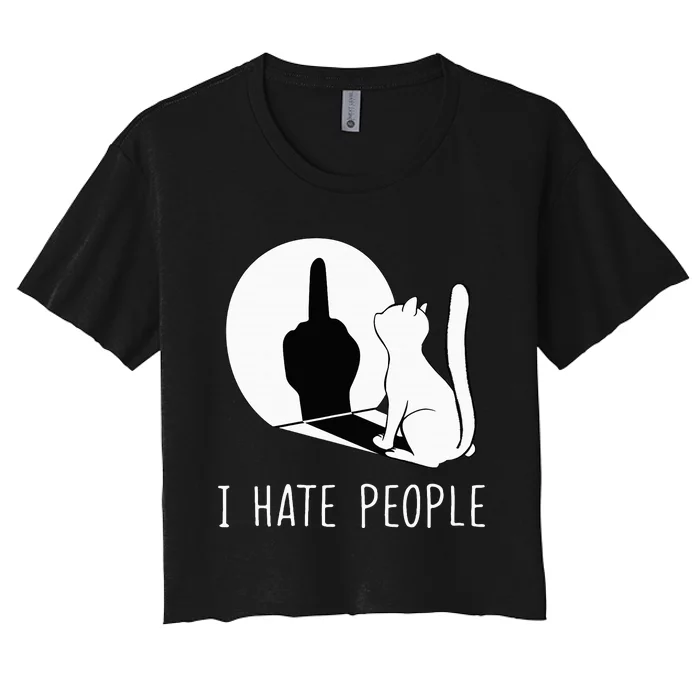 Grumpy Kitten Cats I DonT Like People Cat I Hate People Cat Women's Crop Top Tee