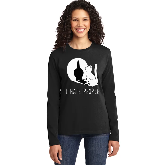 Grumpy Kitten Cats I DonT Like People Cat I Hate People Cat Ladies Long Sleeve Shirt