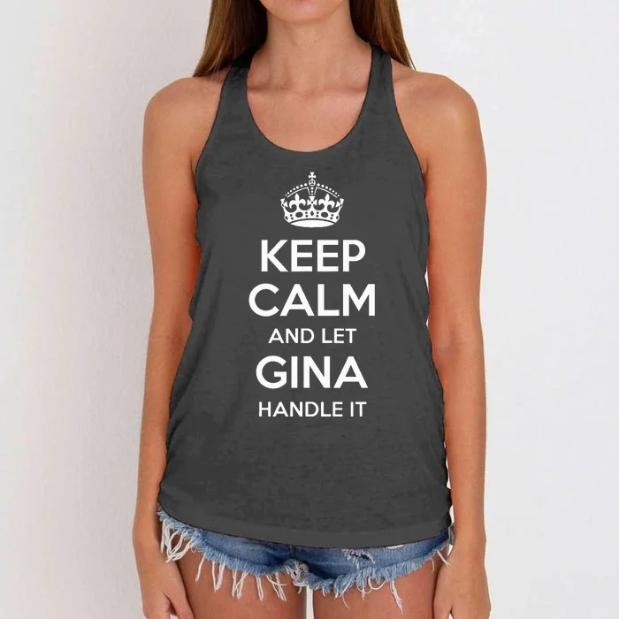 Gina Keep Calm Personalized Name Funny Birthday Women's Knotted Racerback Tank