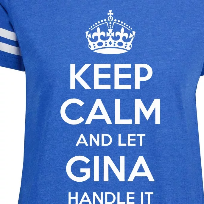 Gina Keep Calm Personalized Name Funny Birthday Enza Ladies Jersey Football T-Shirt