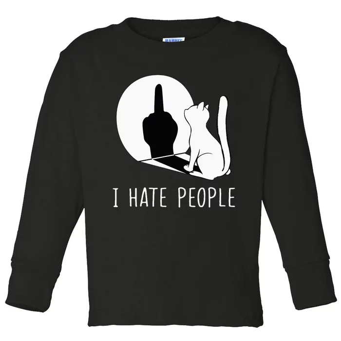 Grumpy Kitten Cats I Dont Like People Cat Toddler Long Sleeve Shirt