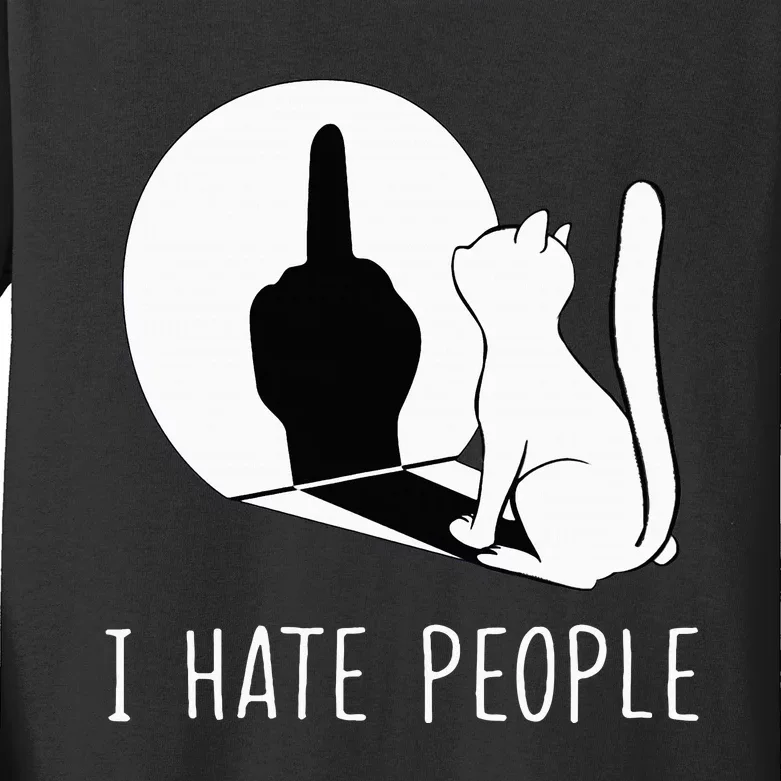 Grumpy Kitten Cats I Dont Like People Cat Kids Long Sleeve Shirt