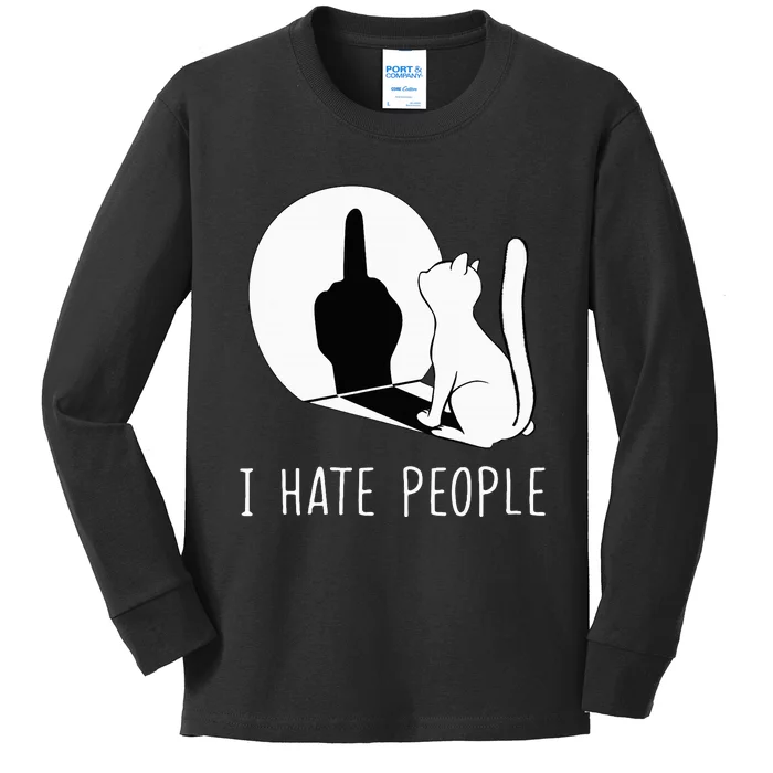 Grumpy Kitten Cats I Dont Like People Cat Kids Long Sleeve Shirt