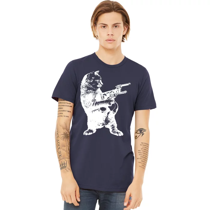 Gunslinger Kitty Cat Gun Cat Premium T-Shirt