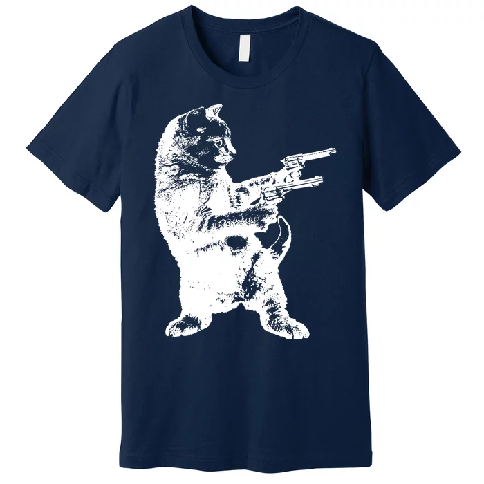 Gunslinger Kitty Cat Gun Cat Premium T-Shirt