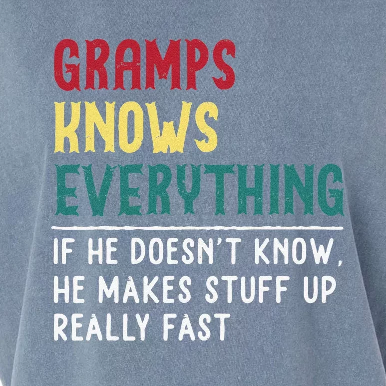 Gramps Know Everything Fathers Day For Funny Grandpa Gramps Garment-Dyed Women's Muscle Tee