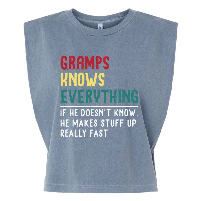 Gramps Know Everything Fathers Day For Funny Grandpa Gramps Garment-Dyed Women's Muscle Tee