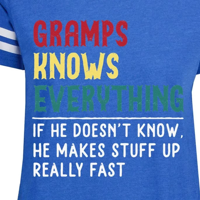 Gramps Know Everything Fathers Day For Funny Grandpa Gramps Enza Ladies Jersey Football T-Shirt